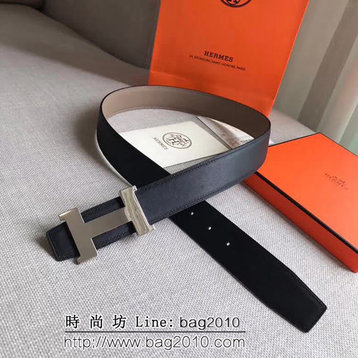 愛馬仕HERMES REVERSIBLE LEATHER 雙面可用高端男士皮帶 HHG1685